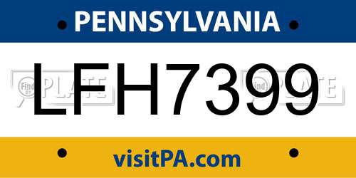 LFH7399 Pennsylvania License Plate