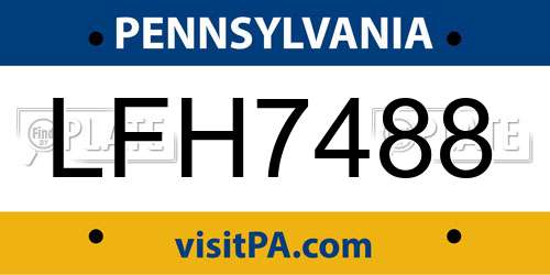 LFH7488 Pennsylvania License Plate
