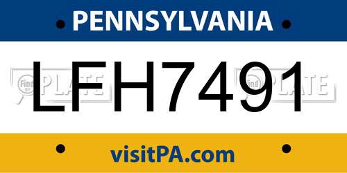 LFH7491 Pennsylvania License Plate
