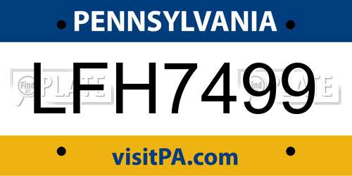 LFH7499 Pennsylvania License Plate