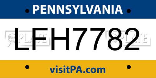 LFH7782 Pennsylvania License Plate