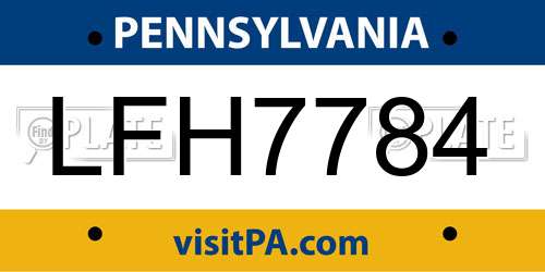 LFH7784 Pennsylvania License Plate