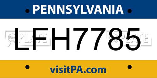 LFH7785 Pennsylvania License Plate