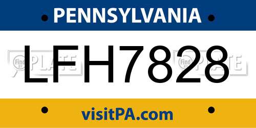 LFH7828 Pennsylvania License Plate