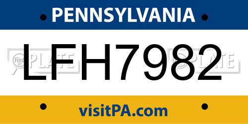 LFH7982 Pennsylvania License Plate