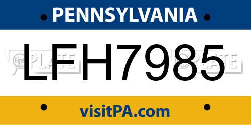 LFH7985 Pennsylvania License Plate