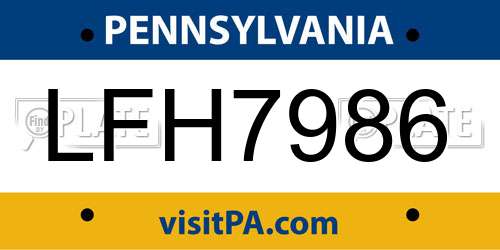 LFH7986 Pennsylvania License Plate