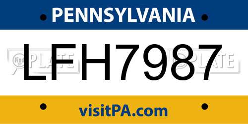 LFH7987 Pennsylvania License Plate