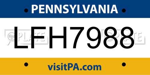 LFH7988 Pennsylvania License Plate