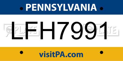 LFH7991 Pennsylvania License Plate