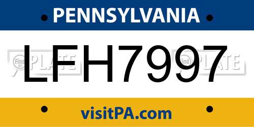 LFH7997 Pennsylvania License Plate