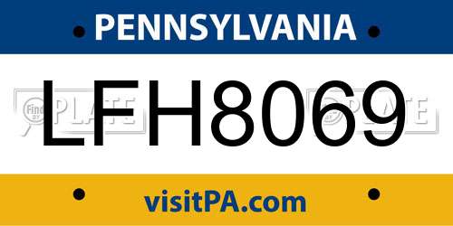LFH8069 Pennsylvania License Plate