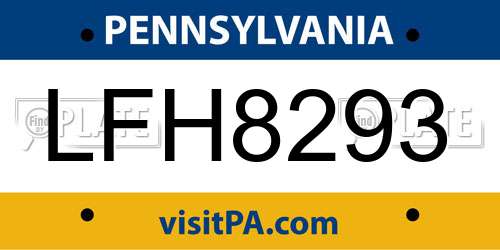 LFH8293 Pennsylvania License Plate