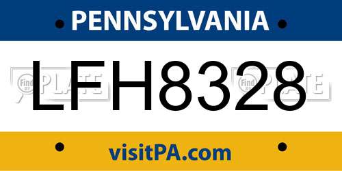 LFH8328 Pennsylvania License Plate