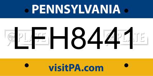 LFH8441 Pennsylvania License Plate