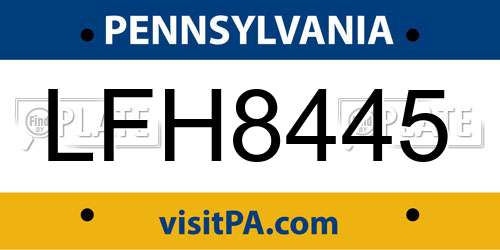LFH8445 Pennsylvania License Plate