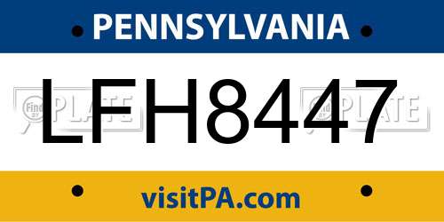 LFH8447 Pennsylvania License Plate