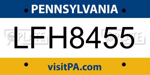 LFH8455 Pennsylvania License Plate