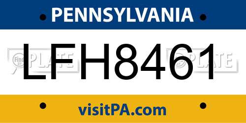 LFH8461 Pennsylvania License Plate