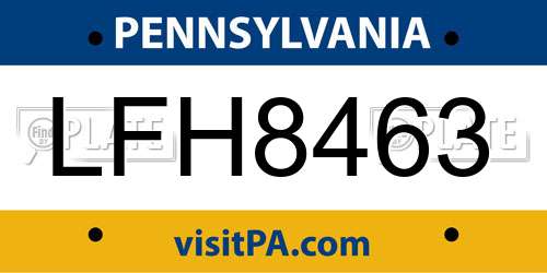 LFH8463 Pennsylvania License Plate