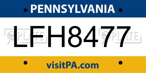 LFH8477 Pennsylvania License Plate