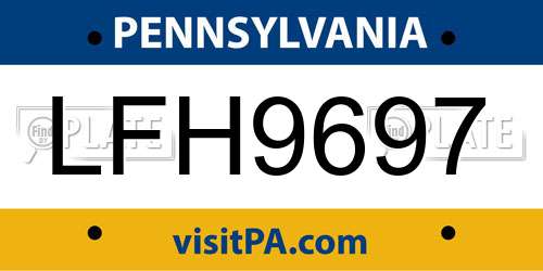 LFH9697 Pennsylvania License Plate