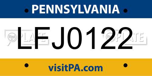 LFJ0122 Pennsylvania License Plate