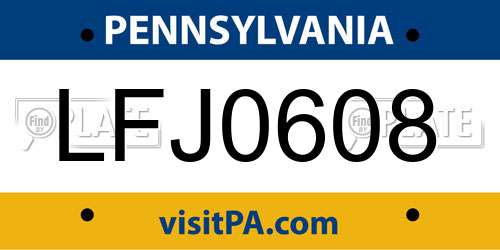 LFJ0608 Pennsylvania License Plate