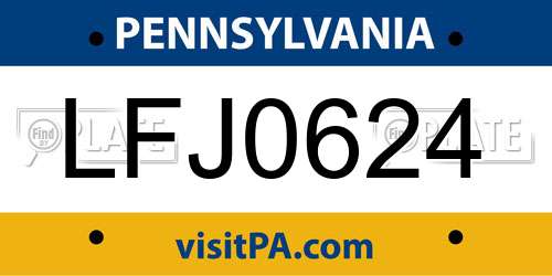 LFJ0624 Pennsylvania License Plate