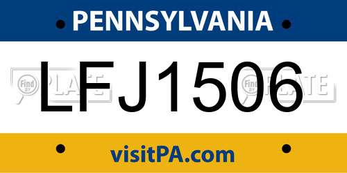 LFJ1506 Pennsylvania License Plate