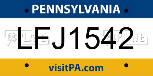 LFJ1542 Pennsylvania License Plate