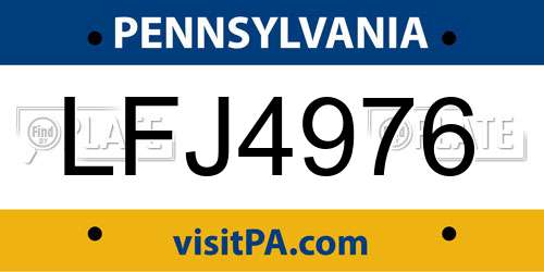LFJ4976 Pennsylvania License Plate