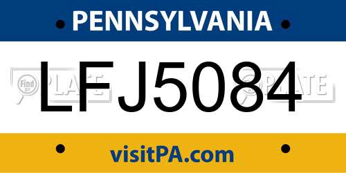 LFJ5084 Pennsylvania License Plate