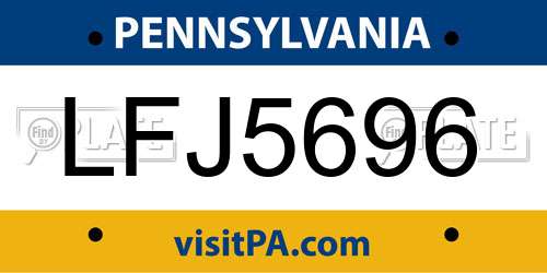LFJ5696 Pennsylvania License Plate