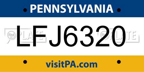 LFJ6320 Pennsylvania License Plate