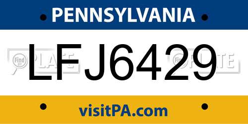 LFJ6429 Pennsylvania License Plate