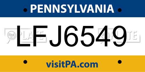 LFJ6549 Pennsylvania License Plate