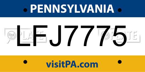 LFJ7775 Pennsylvania License Plate