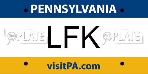 LFK Pennsylvania License Plate