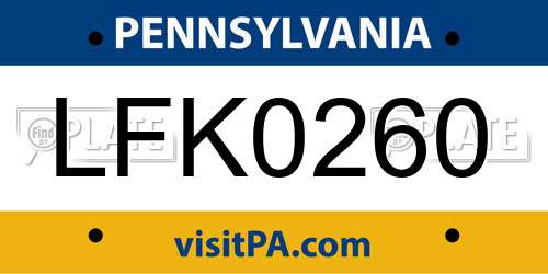 LFK0260 Pennsylvania License Plate