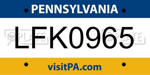 LFK0965 Pennsylvania License Plate