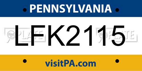 LFK2115 Pennsylvania License Plate