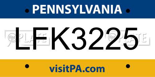 LFK3225 Pennsylvania License Plate
