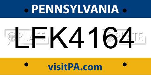 LFK4164 Pennsylvania License Plate