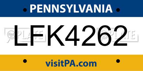 LFK4262 Pennsylvania License Plate