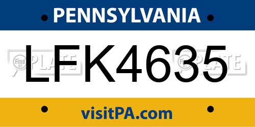 LFK4635 Pennsylvania License Plate