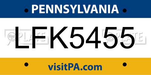 LFK5455 Pennsylvania License Plate