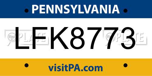 LFK8773 Pennsylvania License Plate