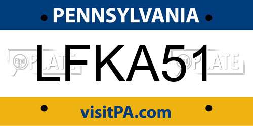 LFKA51 Pennsylvania License Plate