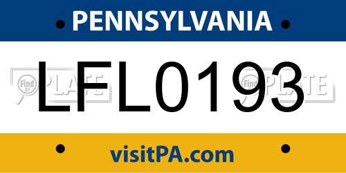 LFL0193 Pennsylvania License Plate